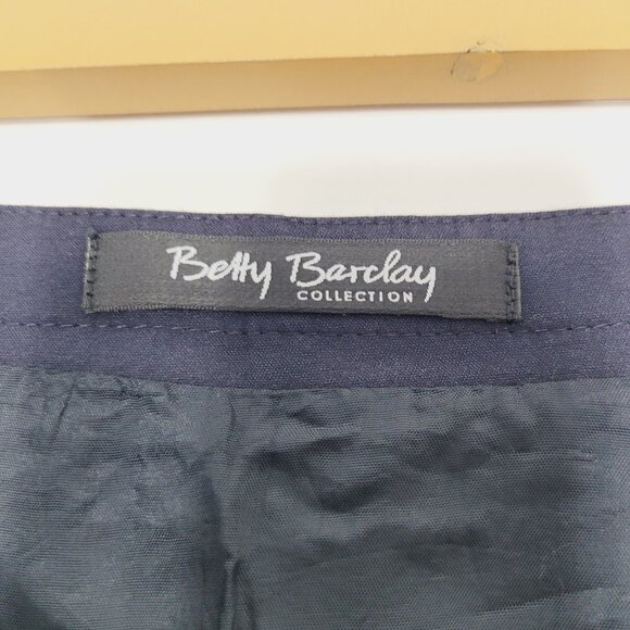 Betty Barclay Navy Blue Cotton Blend Front Zip A-Line Mini Length Skirt Size 4 - Picture 5 of 10